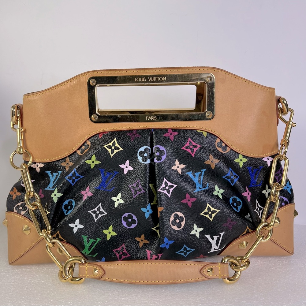 LOUIS VUITTON Monogram Multicolor Judy MM Black Chain Shoulder Bag